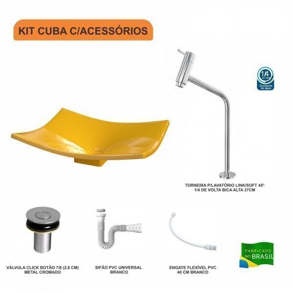 Kit Cuba F44 com Torneira Link 1062 Metal e Válvula Click 1''B + Sifão Pvc e Flexível Compace - 3