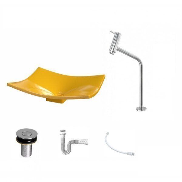 Kit Cuba F44 com Torneira Link 1062 Metal e Válvula Click 1''B + Sifão Pvc e Flexível Compace - 2