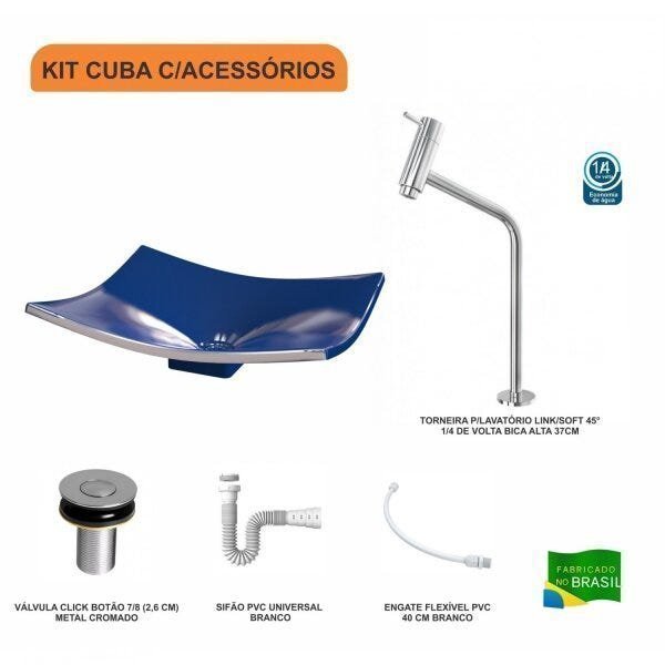 Kit Cuba F44 com Torneira Link 1062 Metal e Válvula Click 1''B + Sifão Pvc e Flexível Compace - 3