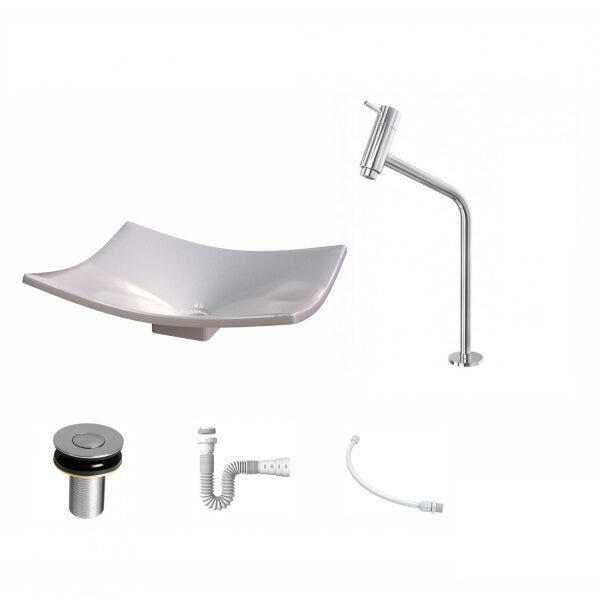 Kit Cuba F44 com Torneira Link 1062 Metal e Válvula Click 1''B + Sifão Pvc e Flexível Compace - 2
