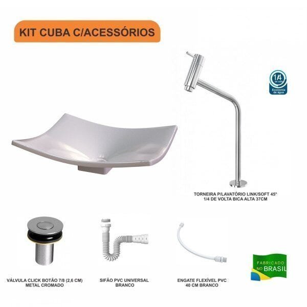 Kit Cuba F44 com Torneira Link 1062 Metal e Válvula Click 1''B + Sifão Pvc e Flexível Compace - 3