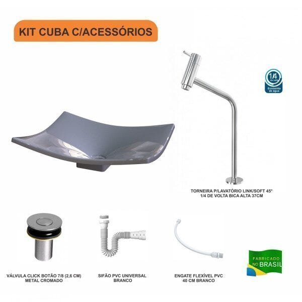 Kit Cuba F44 com Torneira Link 1062 Metal e Válvula Click 1''B + Sifão Pvc e Flexível Compace - 3