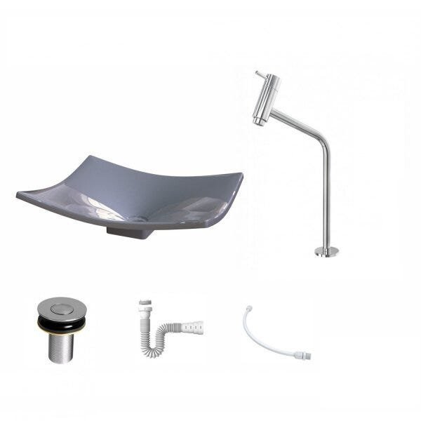 Kit Cuba F44 com Torneira Link 1062 Metal e Válvula Click 1''B + Sifão Pvc e Flexível Compace - 2