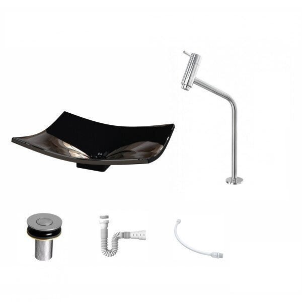 Kit Cuba F44 com Torneira Link 1062 Metal e Válvula Click 1''B + Sifão Pvc e Flexível Compace - 2