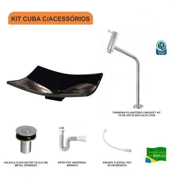 Kit Cuba F44 com Torneira Link 1062 Metal e Válvula Click 1''B + Sifão Pvc e Flexível Compace - 3
