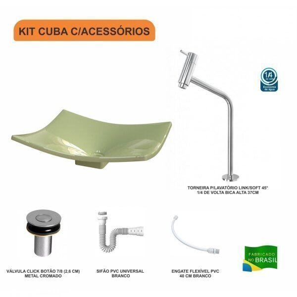 Kit Cuba F44 com Torneira Link 1062 Metal e Válvula Click 1''B + Sifão Pvc e Flexível Compace - 3