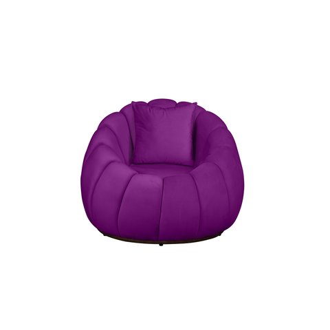 Poltrona Concha 100cm Base Fixa com Almofada Veludo: Roxo