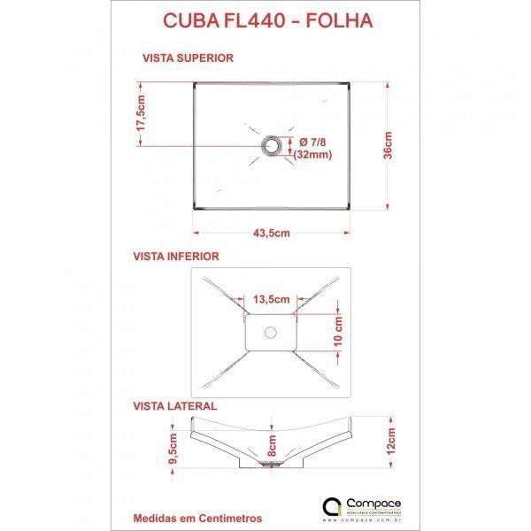 Kit Cuba F44 com Torneira Link 1062 Metal e Válvula Click 1''B + Sifão Pvc e Flexível Compace - 8