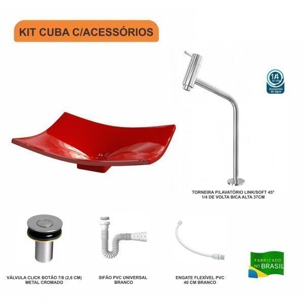 Kit Cuba F44 com Torneira Link 1062 Metal e Válvula Click 1''B + Sifão Pvc e Flexível Compace - 3