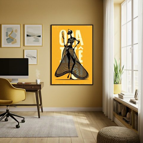 Quadro Poster Candomblé Oxum - 70x50cm:moldura Preta