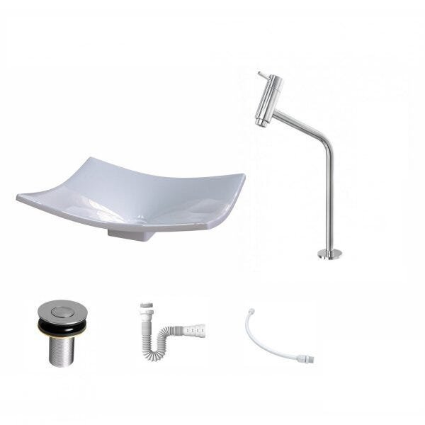 Kit Cuba F44 com Torneira Link 1062 Metal e Válvula Click 1''B + Sifão Pvc e Flexível Compace - 2