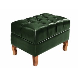 Puff Chesterfield Dom Pedro Decoração Sala Recepção Barbearia - Couríssimo Verde - 1