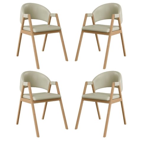 Kit 4 Cadeiras para Mesa de Jantar Moderna Courino - Balaqui Cor:bege