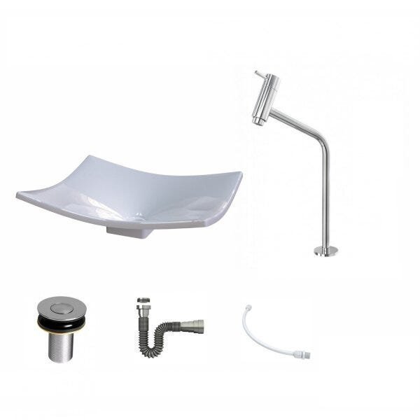 Kit Cuba F44 com Torneira Link 1062 Metal e Válvula Click 1"B + Sifão Cromado e Flexível Compace - 2