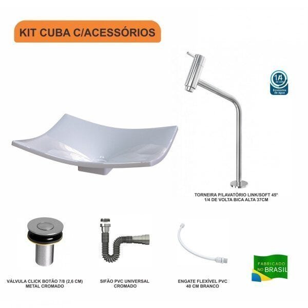 Kit Cuba F44 com Torneira Link 1062 Metal e Válvula Click 1"B + Sifão Cromado e Flexível Compace - 3