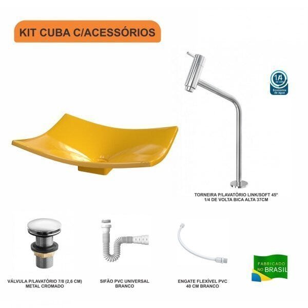 Kit Cuba F44 com Torneira Link 1062 Metal e Válvula Click 1 Pol. e Sifão PVC e Flexivel - 3