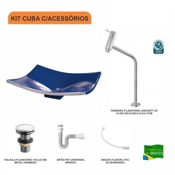 Kit Cuba F44 com Torneira Link 1062 Metal e Válvula Click 1 Pol. e Sifão PVC e Flexivel - 3