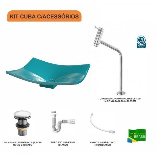 Kit Cuba F44 com Torneira Link 1062 Metal e Válvula Click 1 Pol. e Sifão PVC e Flexivel - 3