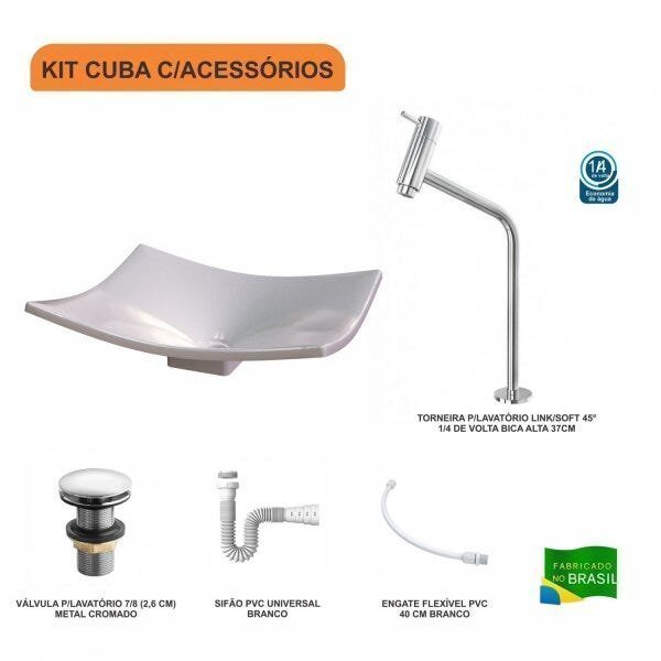 Kit Cuba F44 com Torneira Link 1062 Metal e Válvula Click 1 Pol. e Sifão PVC e Flexivel - 3