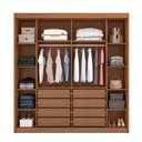 Ver imagem 5 de Guarda Roupa Casal 2 Portas 8 Gavetas 100% MDF com Espelho Trieste Marrom/Cumaru/Fendi