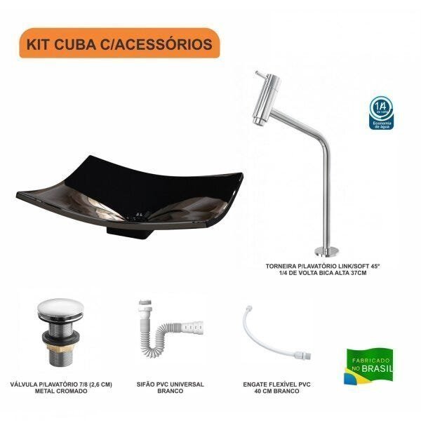 Kit Cuba F44 com Torneira Link 1062 Metal e Válvula Click 1 Pol. e Sifão PVC e Flexivel - 3