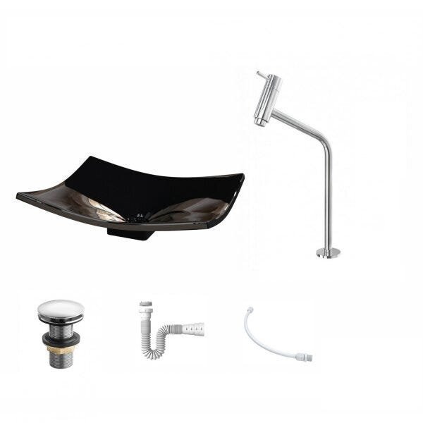 Kit Cuba F44 com Torneira Link 1062 Metal e Válvula Click 1 Pol. e Sifão PVC e Flexivel - 2