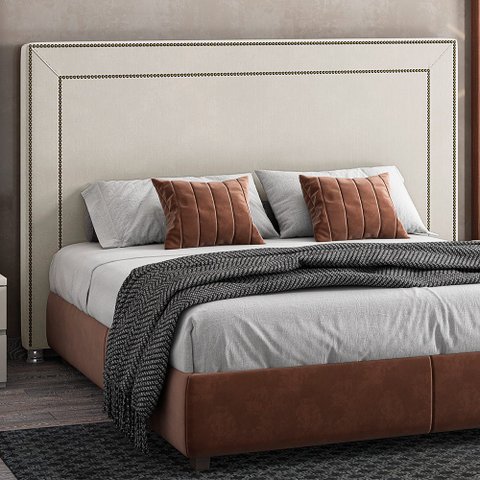 Cabeceira para Cama Box King 195cm Line Courino Bege - Sallar Home