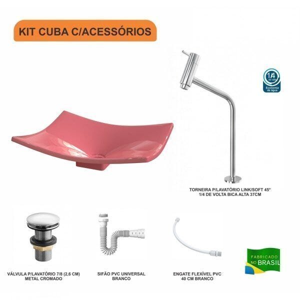 Kit Cuba F44 com Torneira Link 1062 Metal e Válvula Click 1 Pol. e Sifão PVC e Flexivel - 3