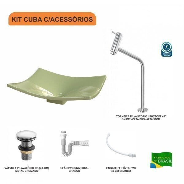 Kit Cuba F44 com Torneira Link 1062 Metal e Válvula Click 1 Pol. e Sifão PVC e Flexivel - 3