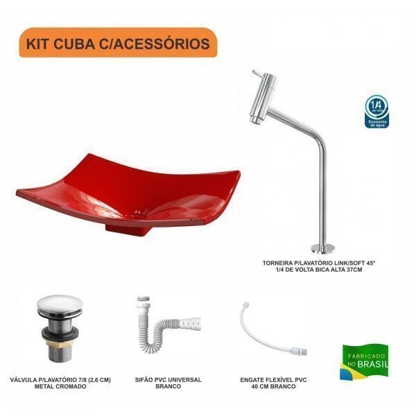 Kit Cuba F44 com Torneira Link 1062 Metal e Válvula Click 1 Pol. e Sifão PVC e Flexivel - 3
