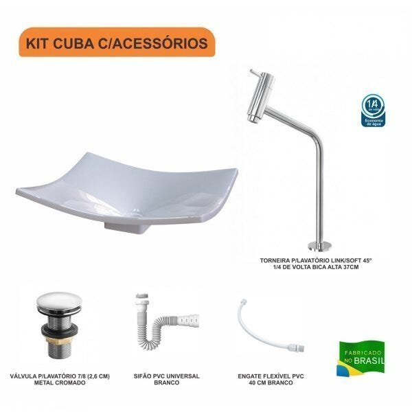 Kit Cuba F44 com Torneira Link 1062 Metal e Válvula Click 1 Pol. e Sifão PVC e Flexivel - 3