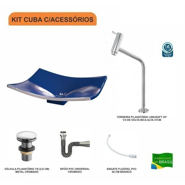 Kit Cuba F44 com Torneira Link 1062 Metal e Válvula Click 1 Pol. e Sifão Cromado e Flexivel - 3
