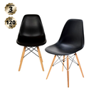 Ver imagem 1 de Kit 2 Cadeiras Eames Preta - Base Madeira Natural