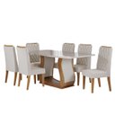 Ver imagem 2 de Conjunto Sala de Jantar Serenata Mesa 160x80cm e 6 Cadeiras Iza Mel/off White/bege- Casa Giulia