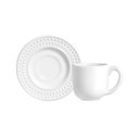 Ver imagem 1 de Conjunto Pires + Xícara Café Porto Brasil Roma Branco 160ml Cerâmica Faiança Relevo Clássico
