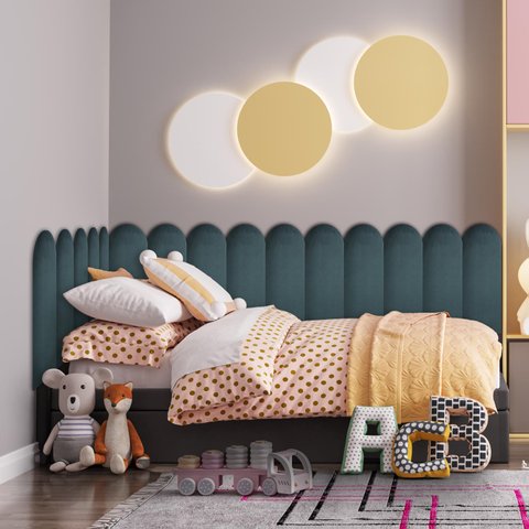 Kit 10 Placas Cabeceira Nuvem Estofada para Cama King - Módulo 20 Cm X 60 Cm:green-mars
