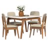 Kit Mesa de Jantar Paris 120x90 e 4 Cadeiras Paris em Linho Off White/areia - 1