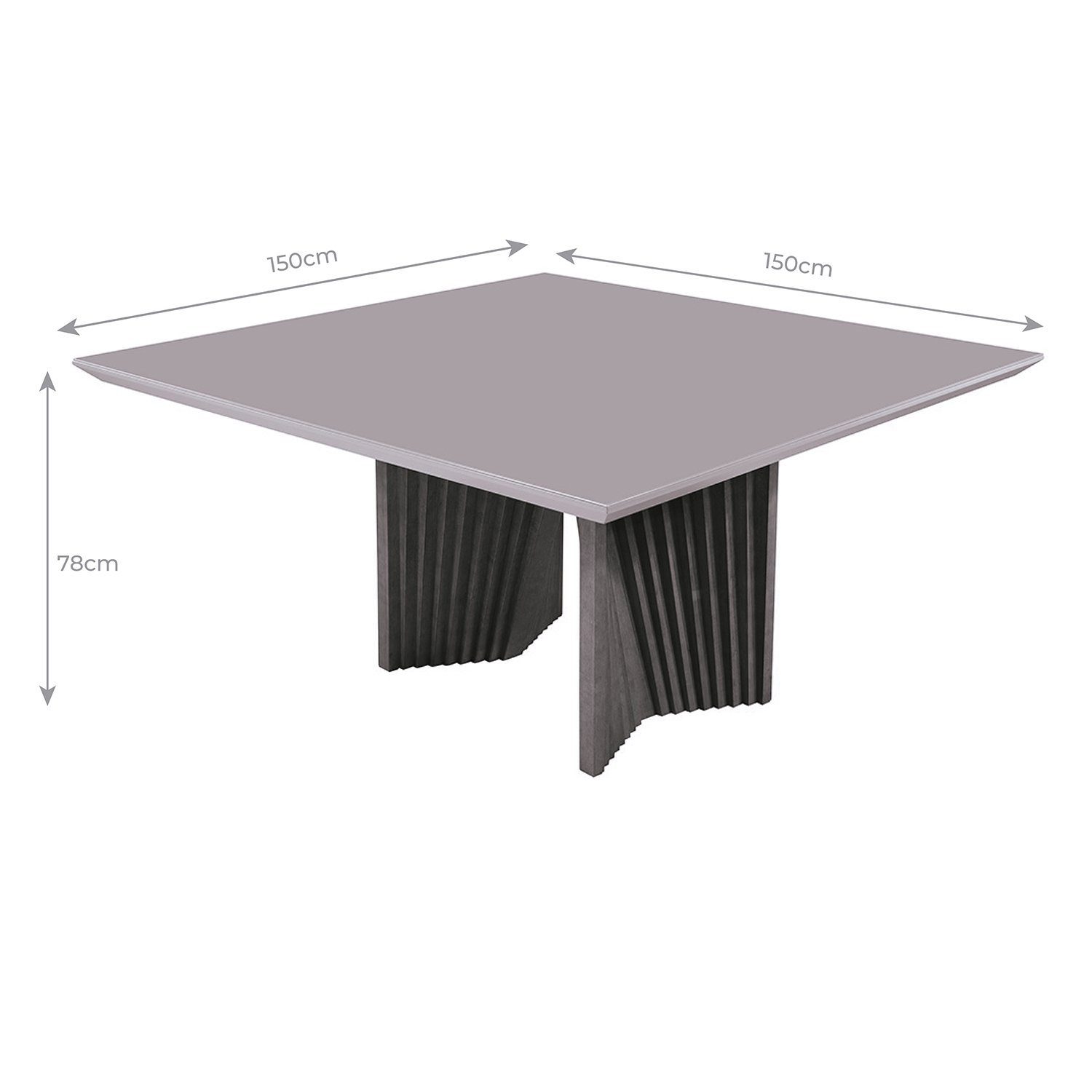 Mesa de Jantar Paolla 8 Lugares 150x150cm Madeira Maciça Tampo com Vidro - Off White/peroba - 2