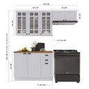 Ver imagem 3 de Cozinha Modulada 3 Peças Balcão com Tampo Armário Aéreo com Vidro 100% MDF com Rodapé Bari