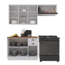 Ver imagem 4 de Cozinha Modulada 3 Peças Balcão com Tampo Armário Aéreo com Vidro 100% MDF com Rodapé Bari