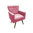 Ver imagem 2 de Kit 2 Poltronas Decorativa Aurora Suede Rosa Pés Madeira Mz Decor