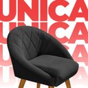 Ver imagem 6 de Kit 8 Poltrona Sala Decorativa Louis Veludo Preto Pés Palito Castanho
