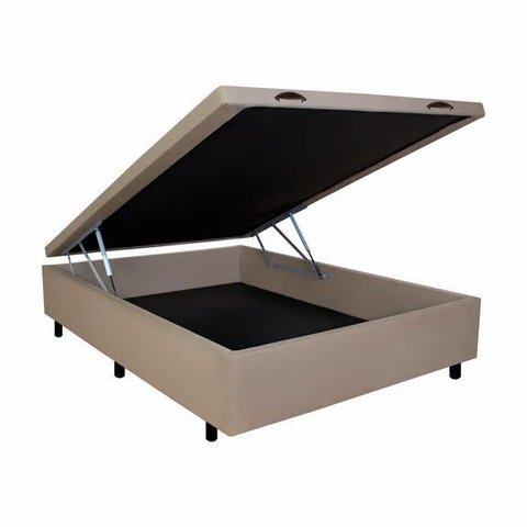 Base Box Bau Casal Sintetico Premium Santo Box 47x138x188:bege