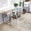 Ver imagem 1 de Conjunto Mesa Vidro 4 Cadeiras Pequena Imbuia Industrial White
