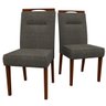 Conjunto Com 2 Cadeiras Estofadas Lectus Cor Imbuia Linho Cinza Escuro New Ceval 13040/331 - AMENDOA - 1