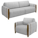 Ver imagem 1 de Conjunto Sofá 3 Lugares 223cm e Poltrona 98cm Amaranto M22 Veludo Cinza - Mpozenato