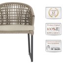 Ver imagem 3 de 2 Cadeira Noronha Aluminio Micro Pintura Preta, Tr. Telinha Corda Nautica Rami, Estofado - Bege