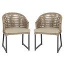 Ver imagem 1 de 2 Cadeira Noronha Aluminio Micro Pintura Preta, Tr. Telinha Corda Nautica Rami, Estofado - Bege