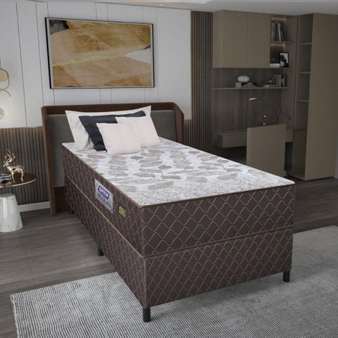 Cama Box Conjugado Solteiro com Colchão 88x57x188 Sonopro Gazin Cr35336 Marrom