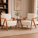 Ver imagem 1 de Kit 2 Poltronas Sala de Estar Maya Luxo Linho Off White M3 - Monari Design